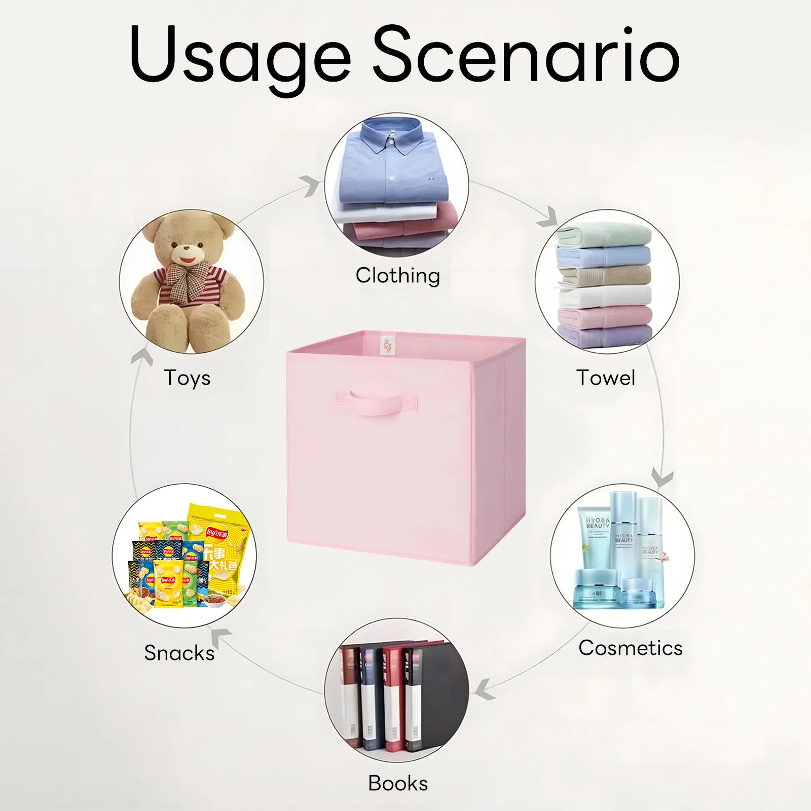 Fabric Storage Cubes,Toy Bin,Colored Storage Cube Organizer Bins,Collapsible Storage Baskets for Clothes,Books,Toys,6-Pack