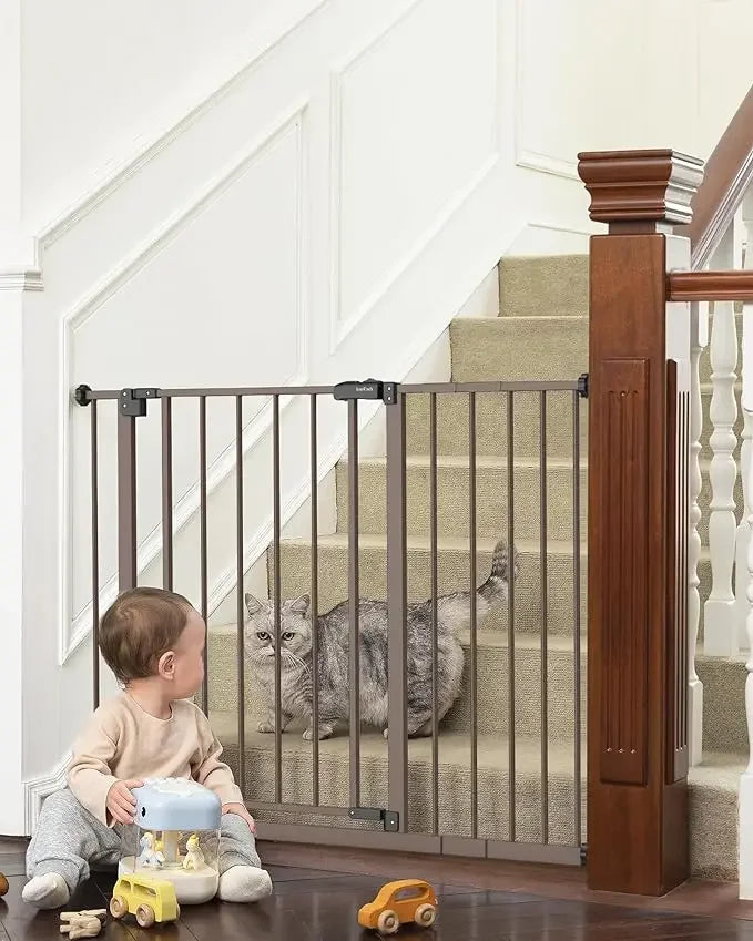 28.9-42.1" Wide Baby Gate for Stairs, 30" Tall Dog Gates for Doorways Expandable One-Hand Open