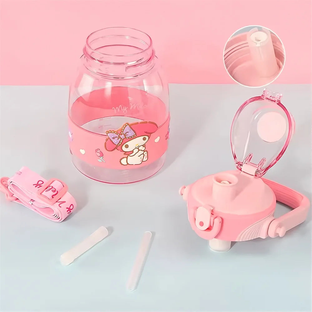 1200ML MINISO Sanrios Anime Cinnamoroll Pochacco Kuromi Tritan Material Water Bottle Cup Large Capacity Plastic Straw Cups