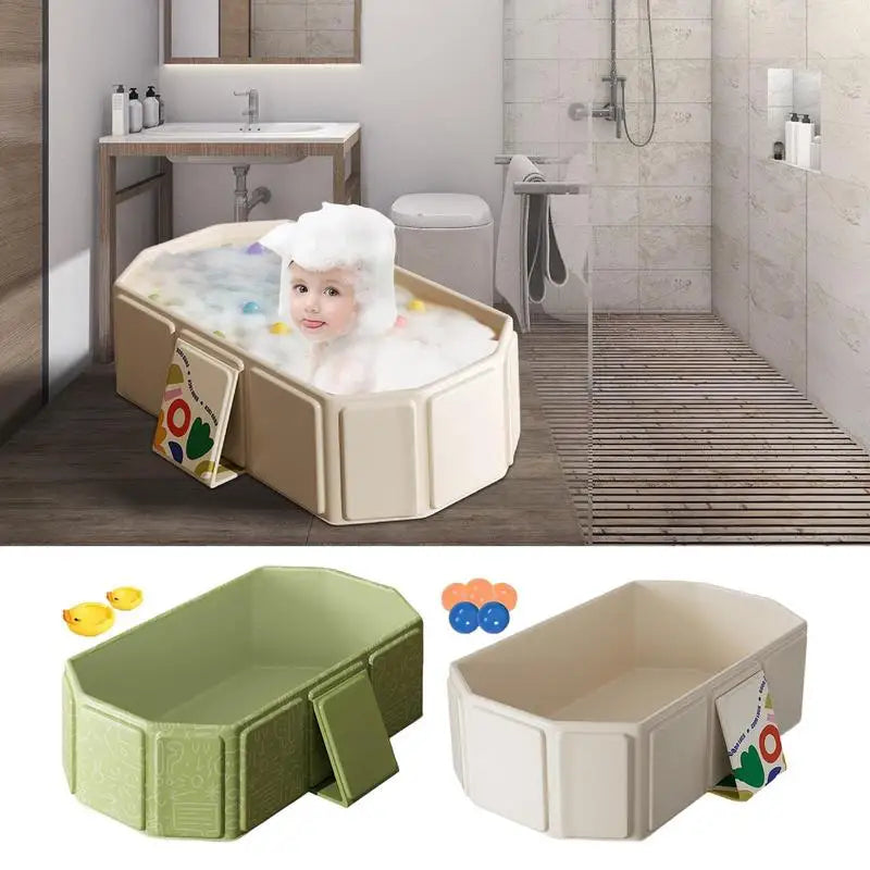 Foldable Baby Bathtub PVC Large Baby Shower Tub Portable Foldable Bath Tub Shower Basin With 5 Balls & 2 Duck For Kids 0-8 Years