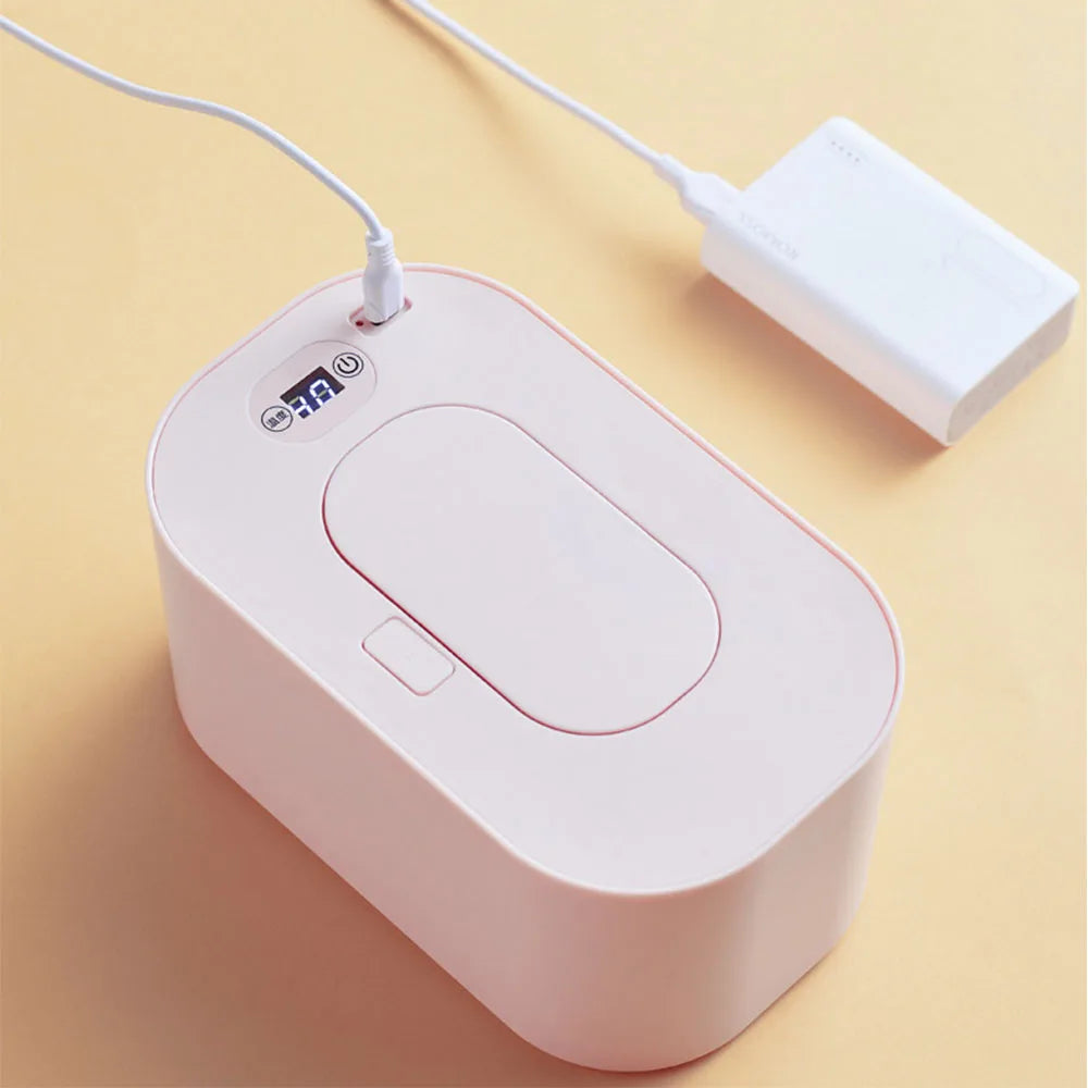 Baby Wet Wipe Heater Smart Temperature Adjustable Wet Towel Napkin Dispenser Heating Box Portable USB Charge Baby Wipes Warmer