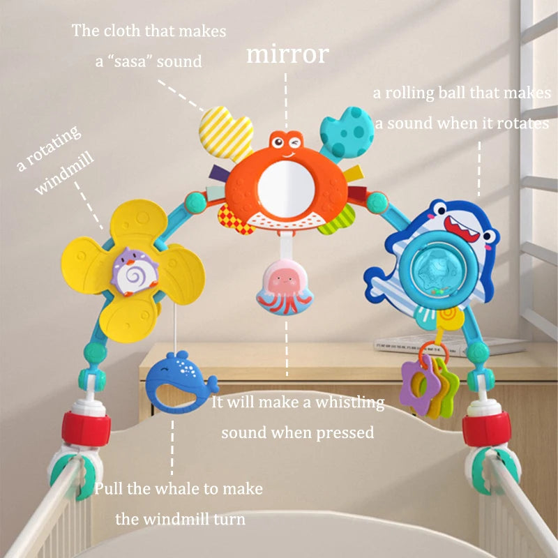 Baby Toy Stroller Arch Rattle Adjustable Clip Crib Mobile Hanging Bed Bell Educational Toys For Newborn Gift 0-6-12 Months
