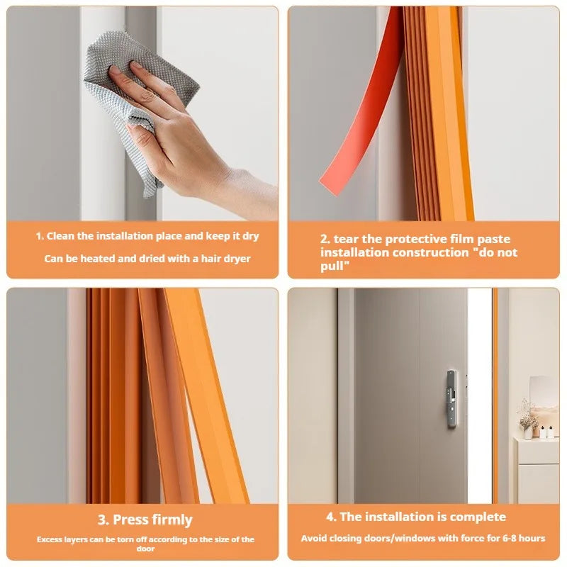 1-4Pcs Door Sealing Strip 6M TPE Self-adhesive Adjustable Size Window Gap Weather Stripping Multi-layer Seal Soundproof Strip