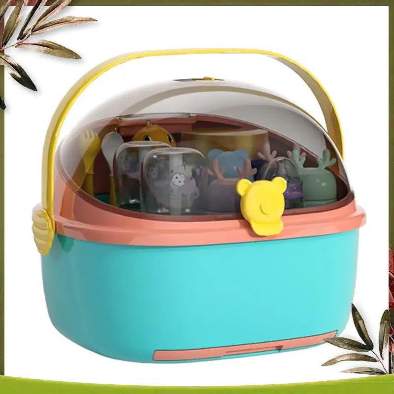 ABOU-Baby Bottle Storage Box, Waterproof Mold Holder, Cup Organizer With Lid, Dustproof Baby Food Utensils