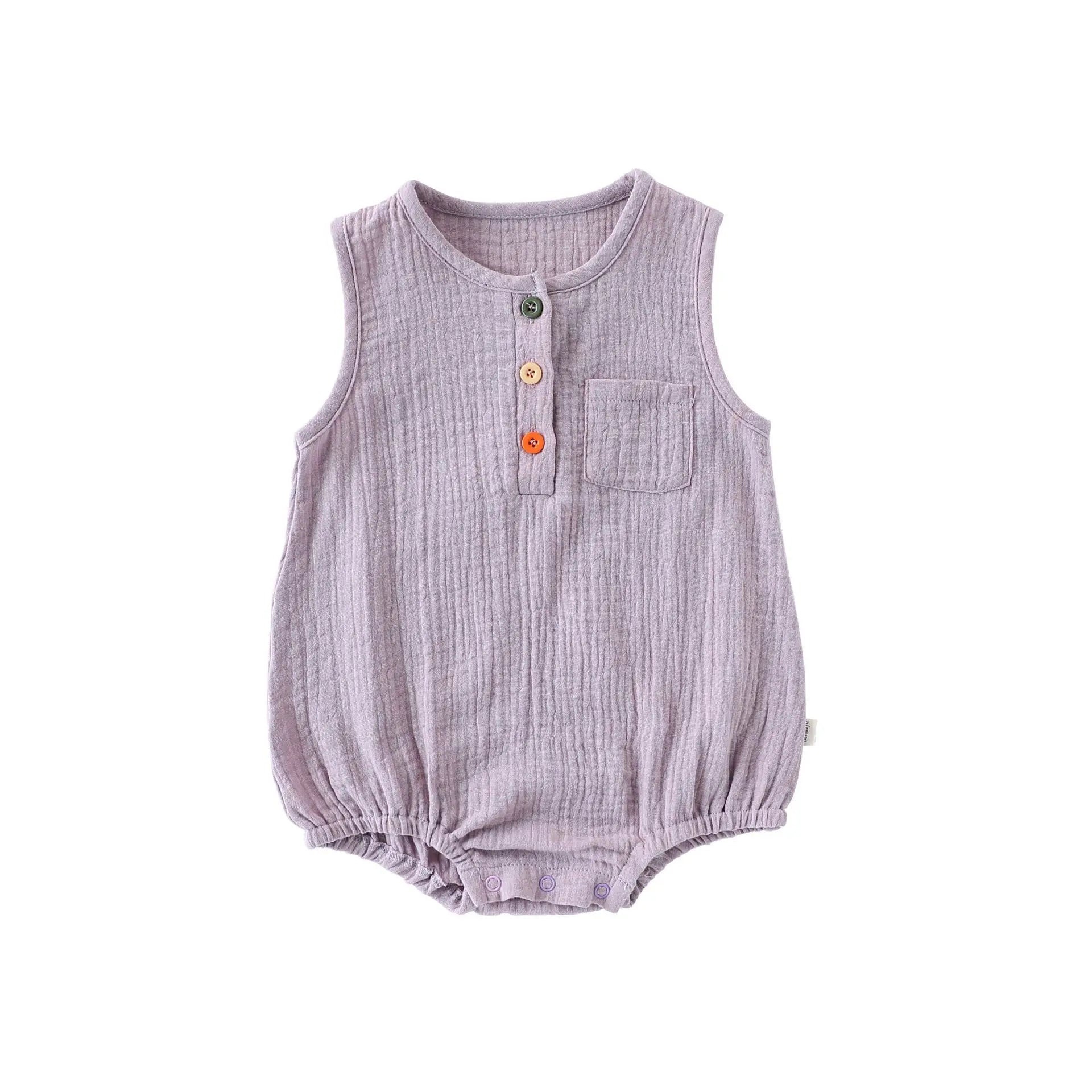 Baby Boy Girl Bodysuit Sleeveless Cotton Linen Romper Newborn Jumpsuit One Piece Baby Clothes/Outfits 0-24 Months