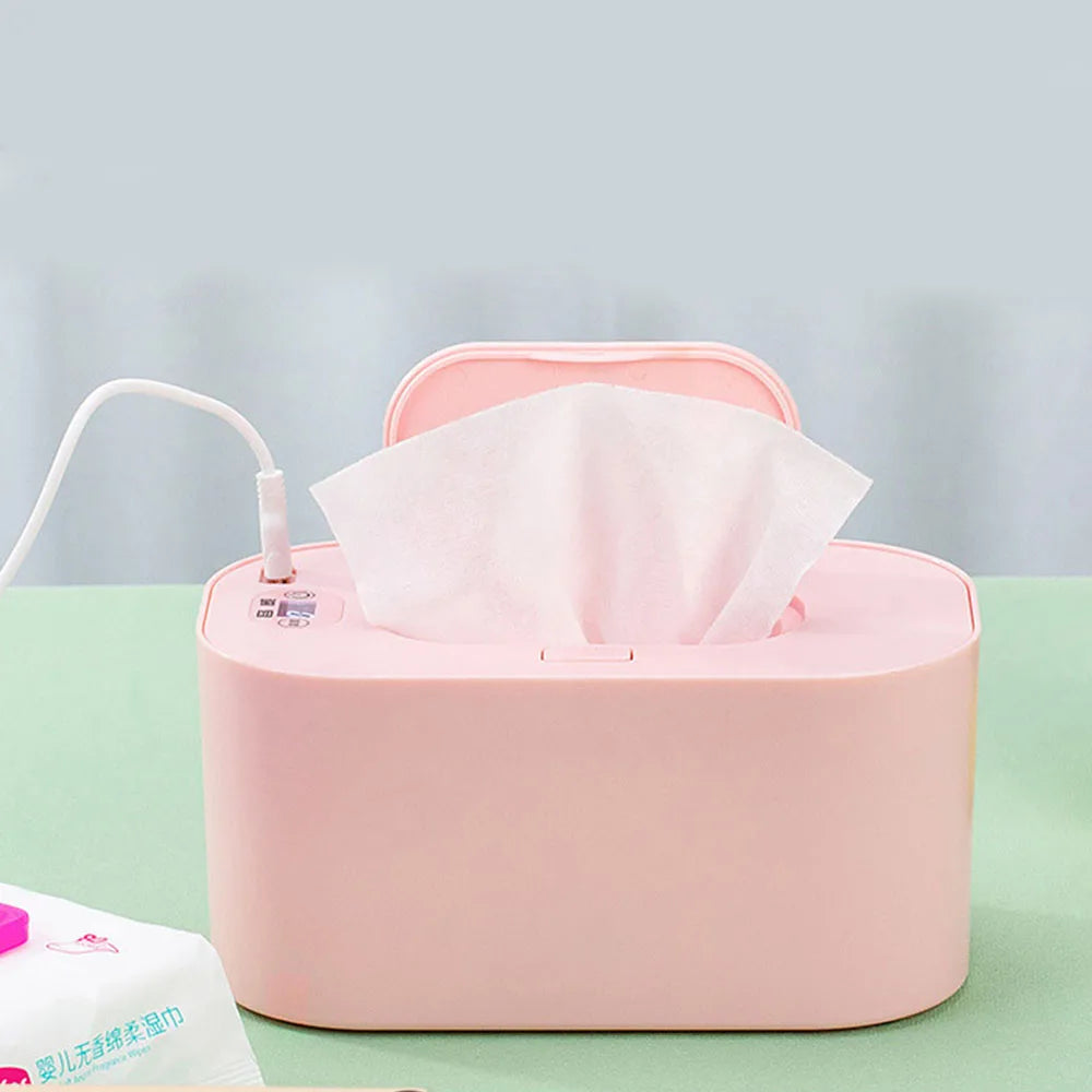 Baby Wet Wipe Heater Smart Temperature Adjustable Wet Towel Napkin Dispenser Heating Box Portable USB Charge Baby Wipes Warmer