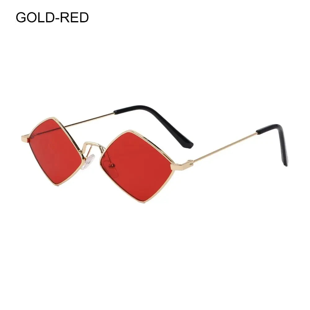 Summer Women Sunglasses Irregular Vintage Small Frame Rhombus Ladies Sunglasses Shades Retro Alloy Eyewear Black
