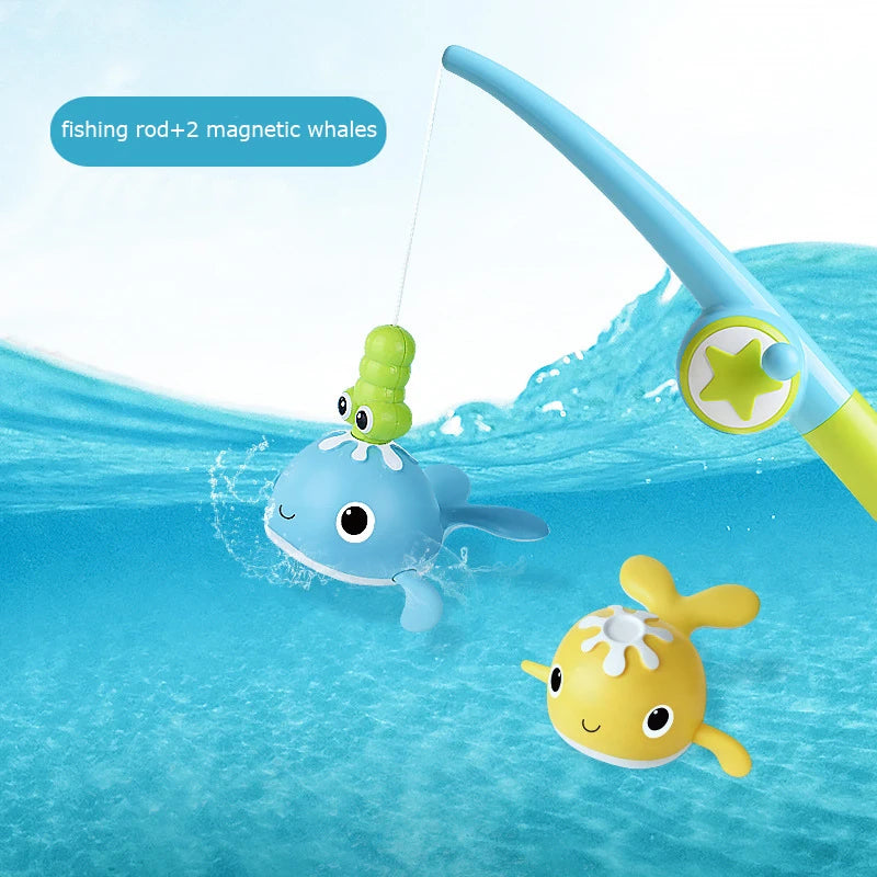 Magnetic Fishing Game Wind-up Swimming Whales Baby Bathtub Toys 18 Months+ 1-3 Boys and Girls Gifts For Toddlers