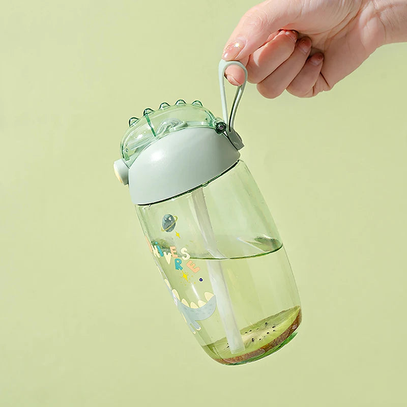 500ML Children's Water Bottle For School Portable Cartoon Dinosaur Water Cup Creative Feeding Cup With Straws And Lids Drinkware
