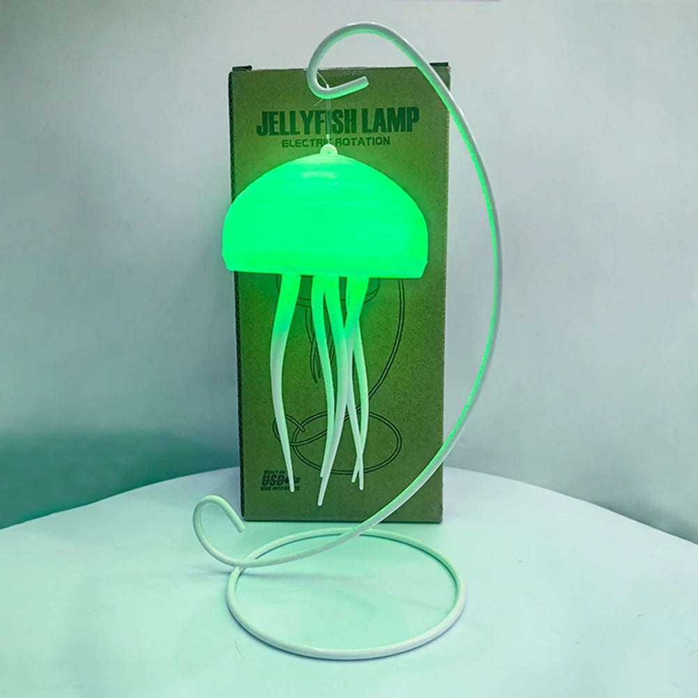 Jellyfish Night Light Dynamic Rotation Atmosphere Light USB Rechargeable Bedside Lamp Night Lamp for Home Decor