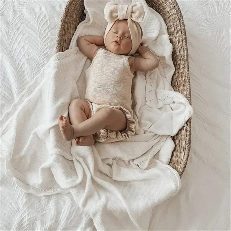 Knitted Baby Blanket Newborn Bedding Comforter Cotton Swadlle for New Born Babies Accessories Stroller Blanket Receive Bed Cover