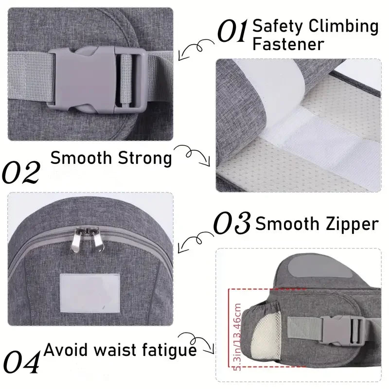 Ergonomic Baby Carrier Adjustable Waistband Ergonomic Lightweight Collapsable Hipseat Carrier Portable Pocket