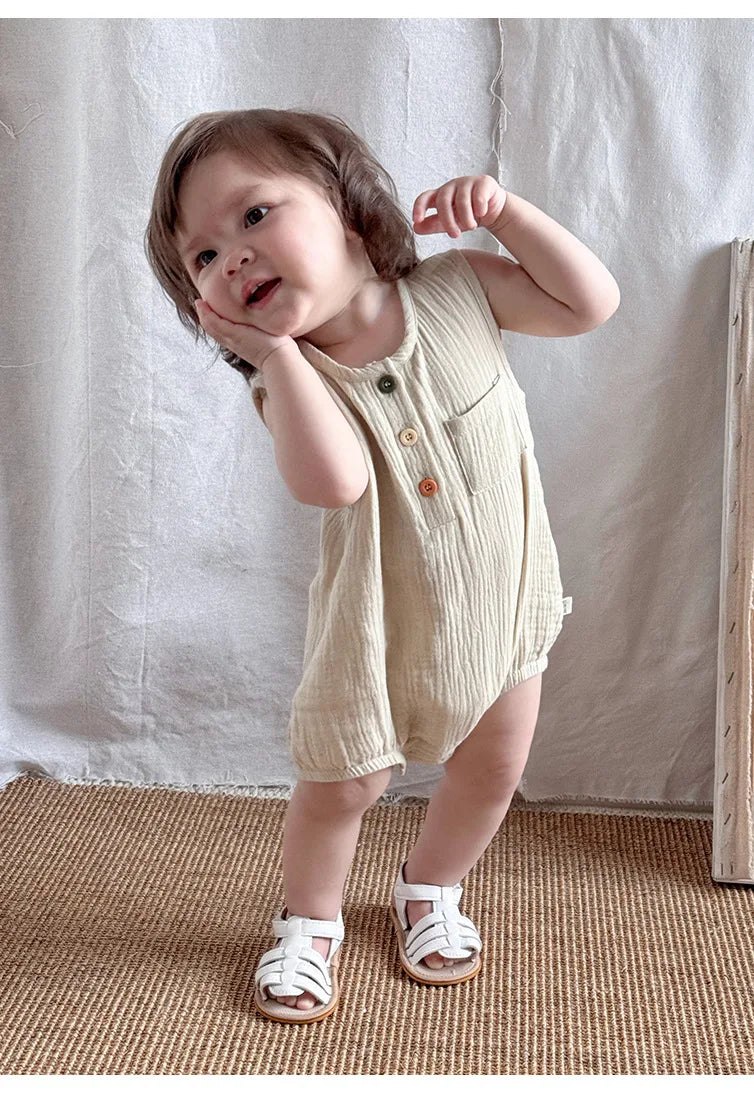 Baby Boy Girl Bodysuit Sleeveless Cotton Linen Romper Newborn Jumpsuit One Piece Baby Clothes/Outfits 0-24 Months