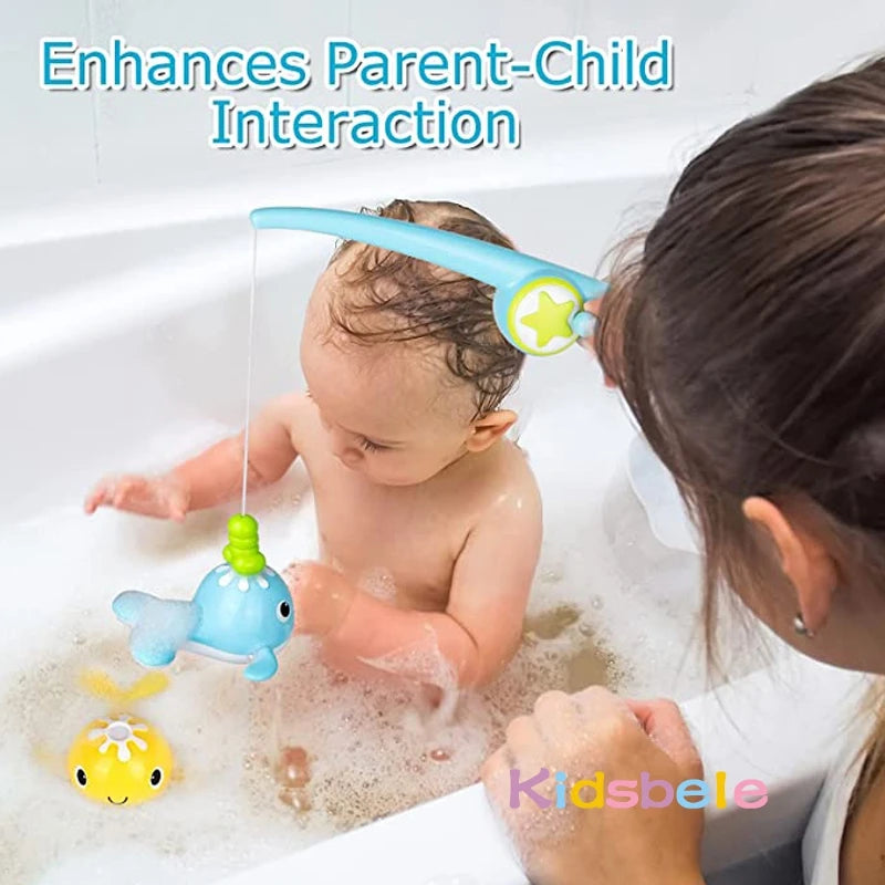 Magnetic Fishing Game Wind-up Swimming Whales Baby Bathtub Toys 18 Months+ 1-3 Boys and Girls Gifts For Toddlers
