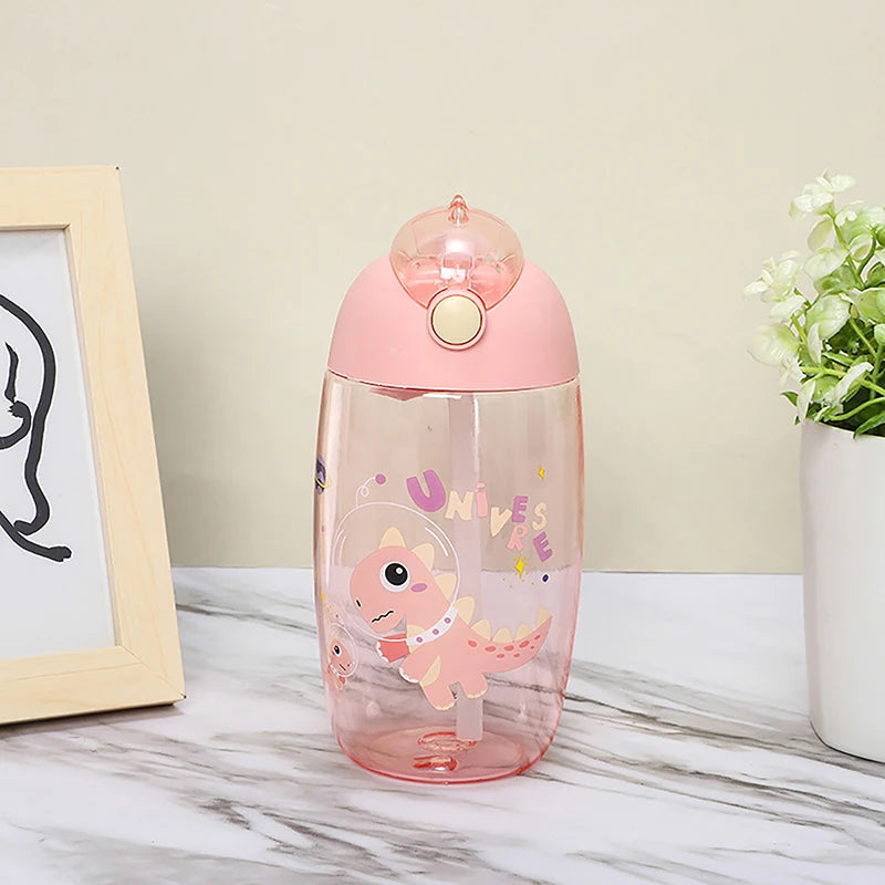 500ML Children's Water Bottle For School Portable Cartoon Dinosaur Water Cup Creative Feeding Cup With Straws And Lids Drinkware