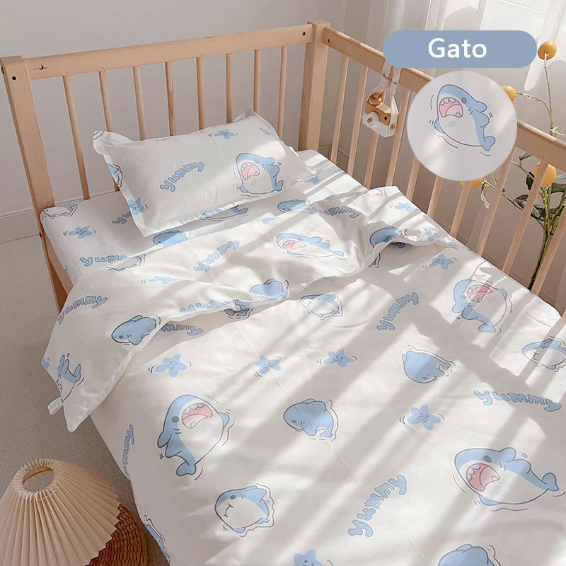 Cute Cartoon Newborn Baby Cot Duvet Cover Case Infant Toddlers Cotton Quilt Cover Duvet Case Children Beddings Set DF20