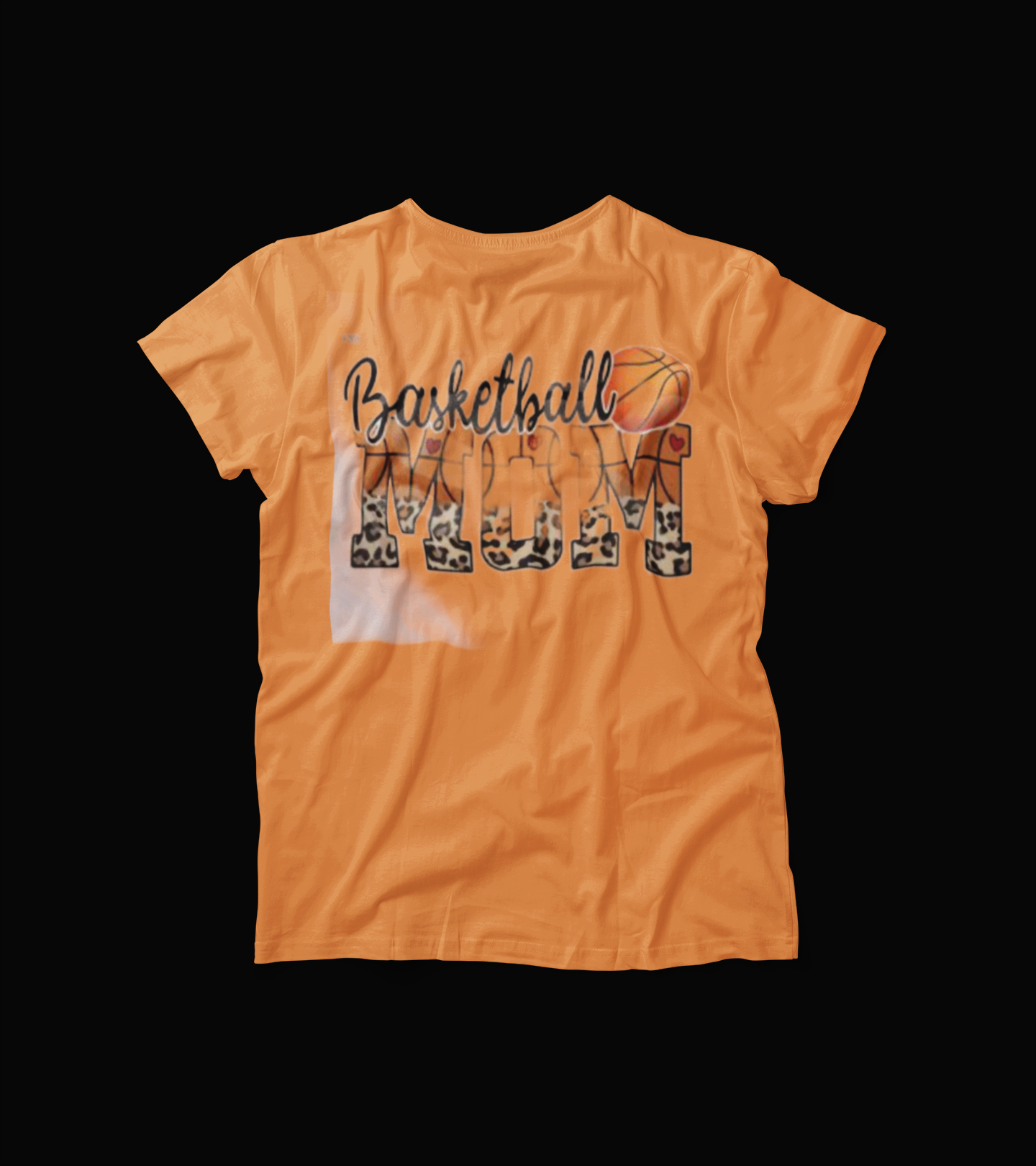 Basketball Mom T-Shirt – Leopard Print Sports Tee – Proud Team Mom Graphic Shirt – Game Day Orange Cheer Shirt for Moms