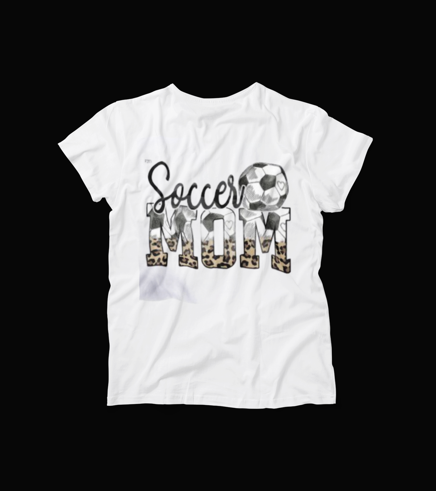 Soccer Mom T-Shirt – Leopard Print Sports Tee – Black and White Ball Graphic – Game Day Shirt for Proud Moms
