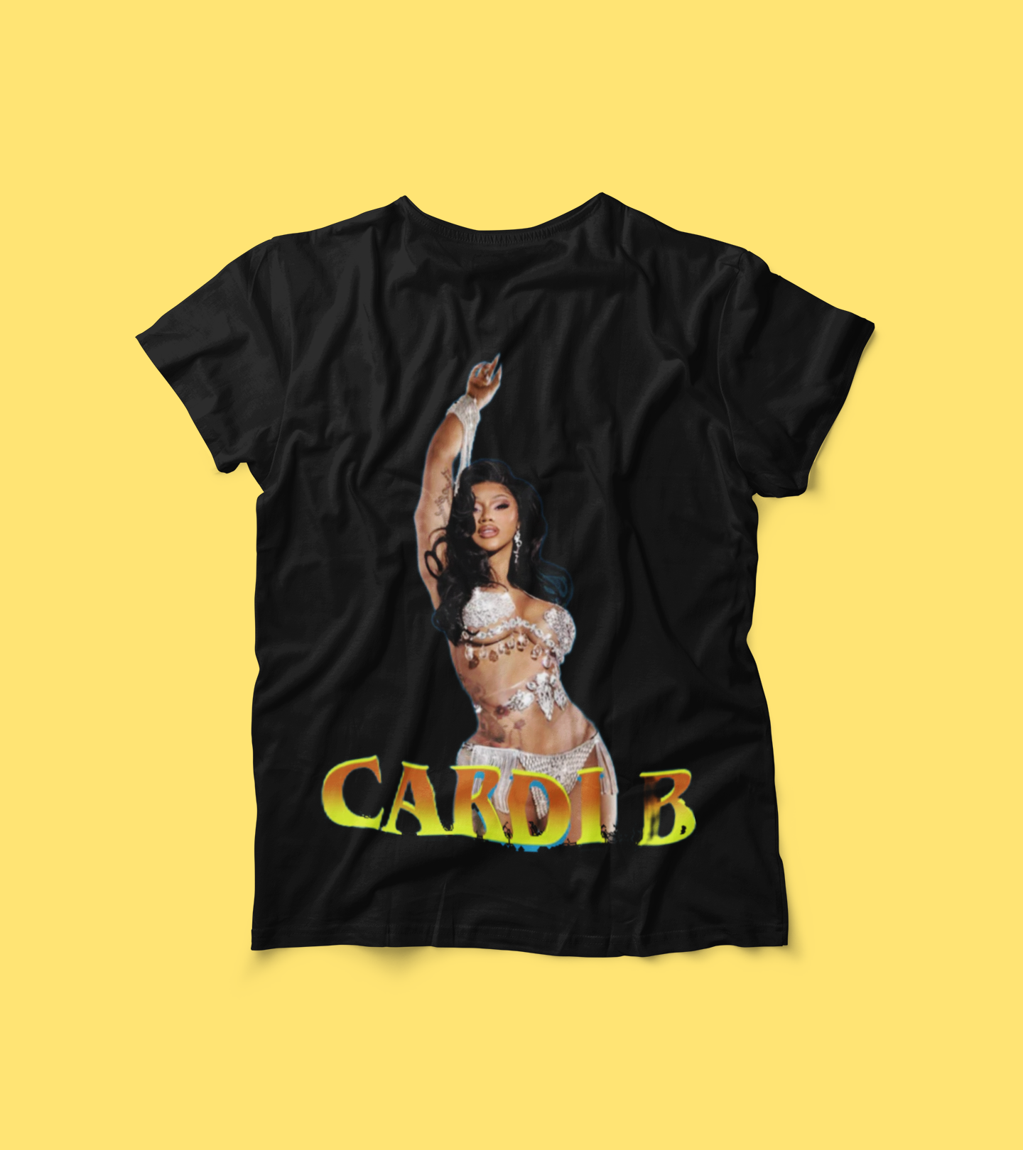 Cardi B Inspired T-Shirt โ Fan Graphic Tee โ Bold Performance Pose on Red Shirt โ Hip Hop Celebrity Style Apparel