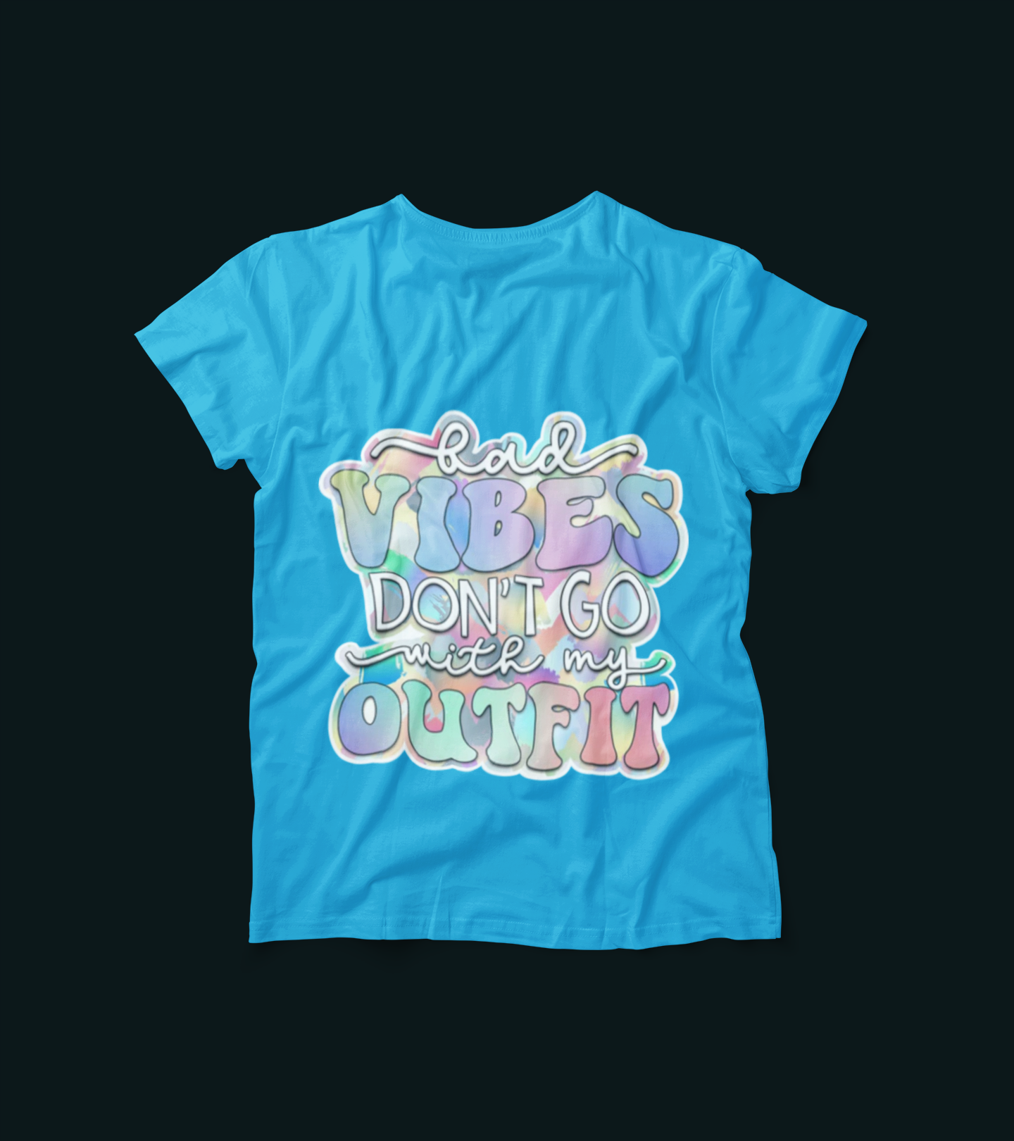 Bad Vibes Don’t Go With My Outfit Shirt – Pastel Groovy Graphic Tee – Aesthetic Cute Y2K Style T-Shirt for Positive Vibes