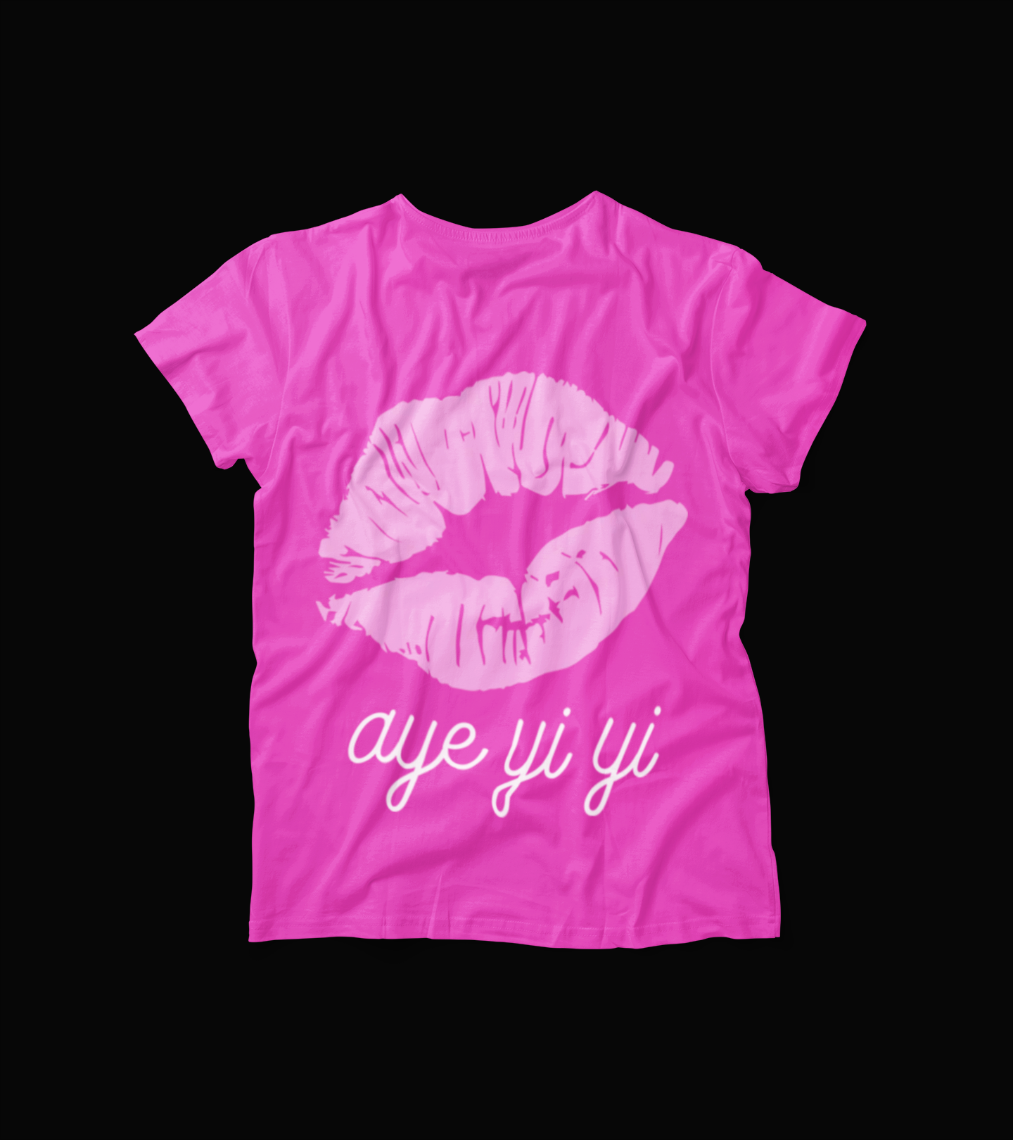 Aye Yi Yi Lip Print Shirt – Bold Pink T-Shirt with Sassy Kiss Graphic – Cute Flirty Tee for Women, Girls, Bachelorette Parties