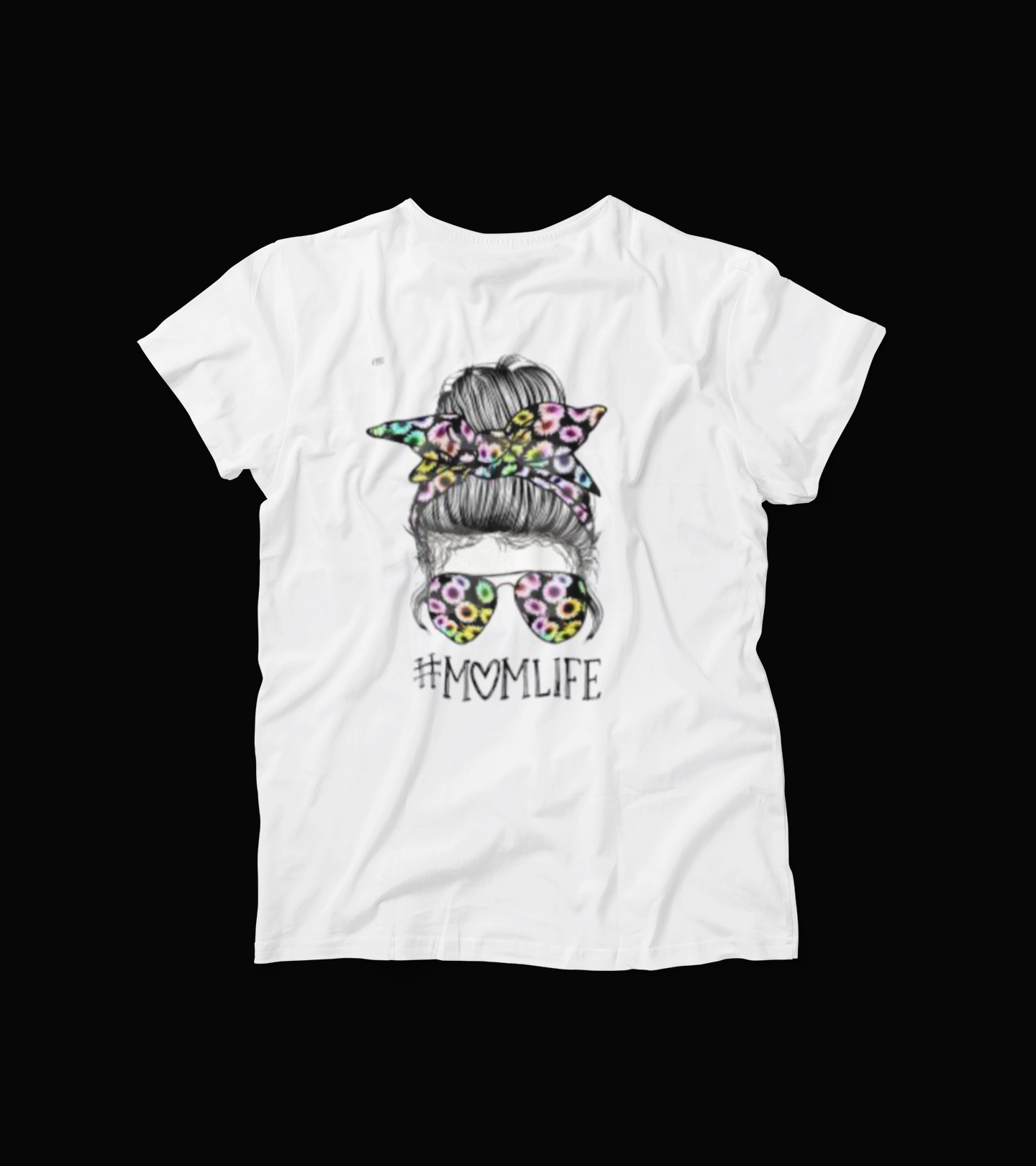 #MomLife T-Shirt – Messy Bun Leopard Print Glasses Tee – Colorful Funny Motherhood Shirt – Cute Mom Life Top