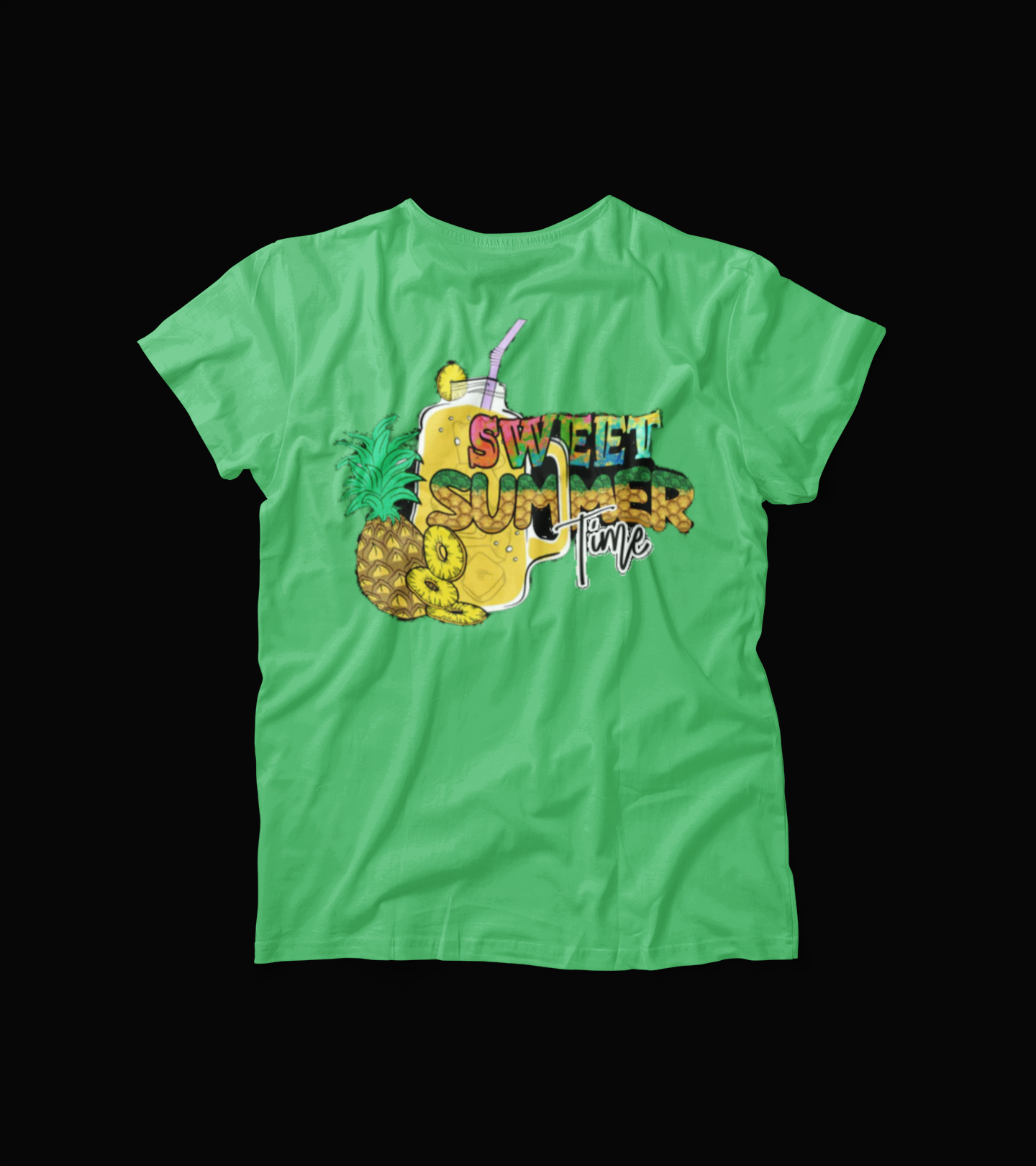 Sweet Summer Time T-Shirt โ Pink Pineapple Drink Graphic Tee โ Fun Tropical Vacation Shirt for Women โ Bright Summer Vibes
