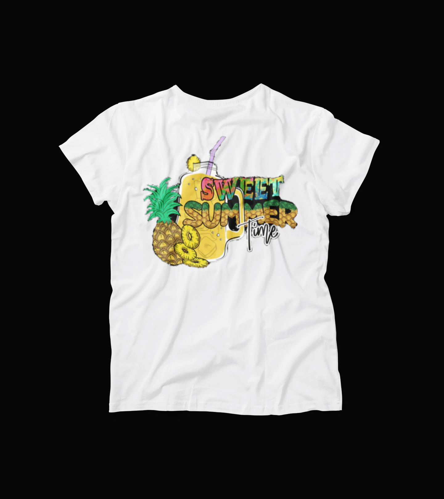 Sweet Summer Time T-Shirt โ Pink Pineapple Drink Graphic Tee โ Fun Tropical Vacation Shirt for Women โ Bright Summer Vibes