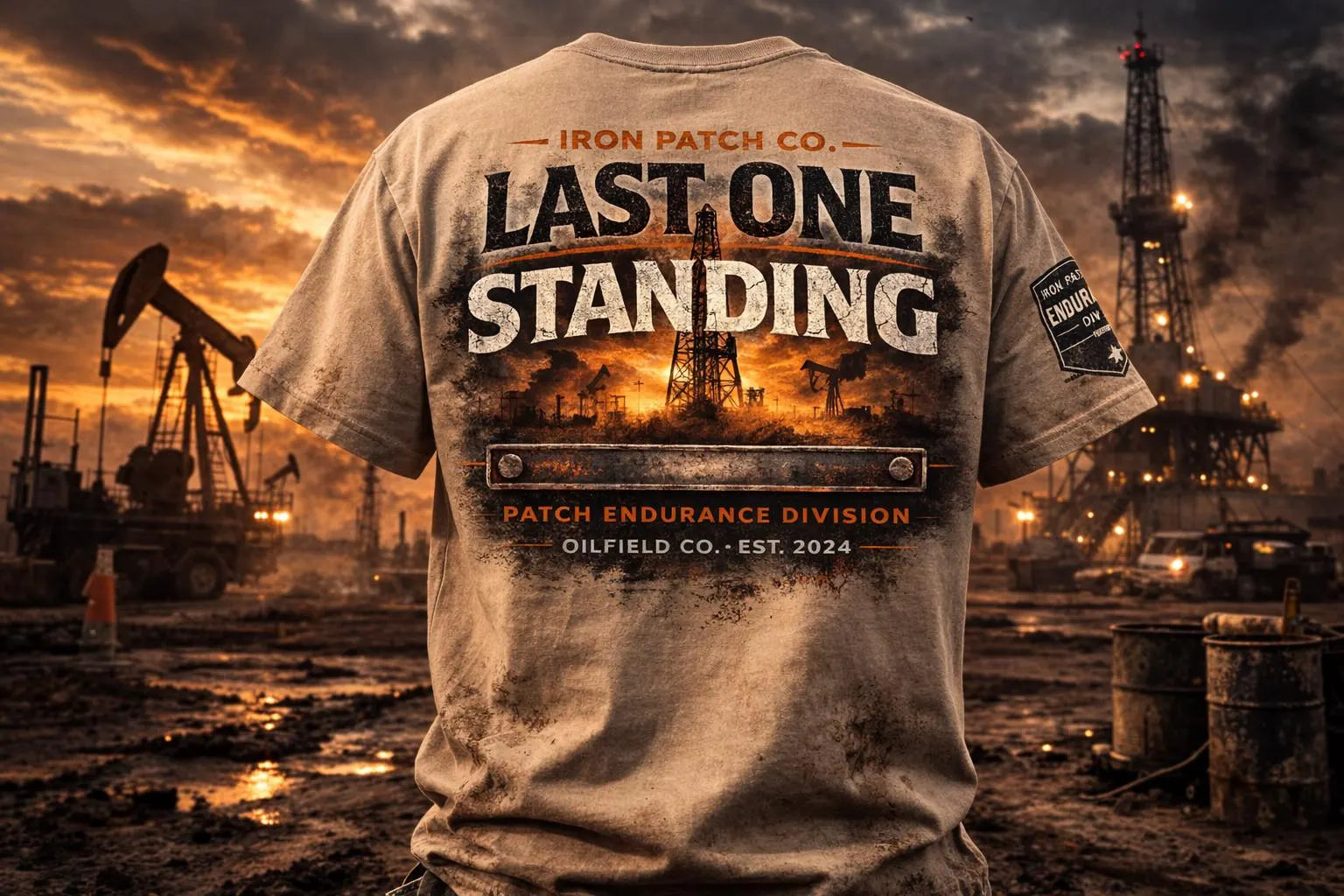 Last One Standing Oilfield T-Shirt – Heavyweight Cotton Roughneck Graphic Tee