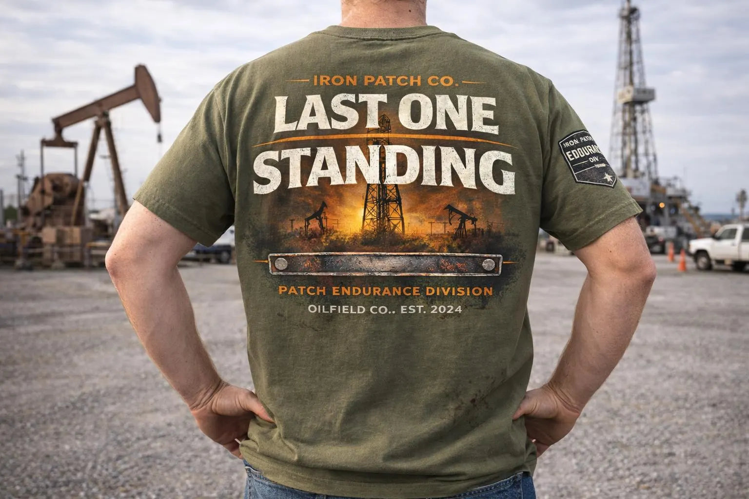 Last One Standing Oilfield T-Shirt – Heavyweight Cotton Roughneck Graphic Tee