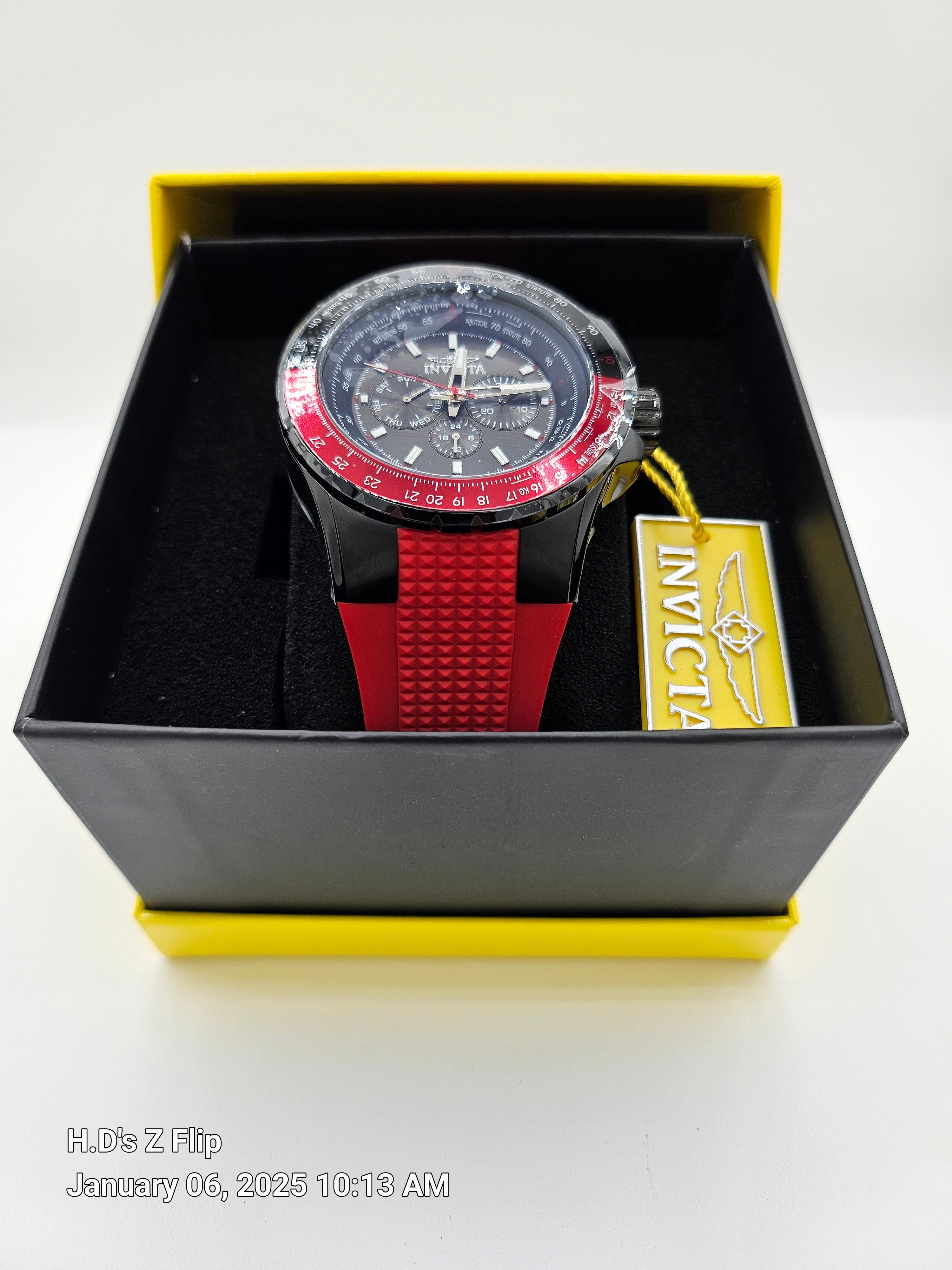 Invicta Aviator Men's Watch - 50mm, Black/Red