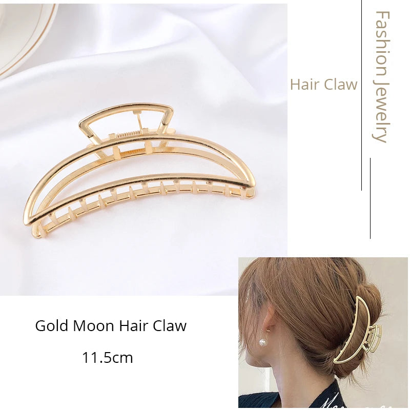 Korean Metal Geometric Hair Claw Barrettes Elegant Hair Clip Crab for Women Hollow Out Hairpin Headwear Girl Hair Accessories