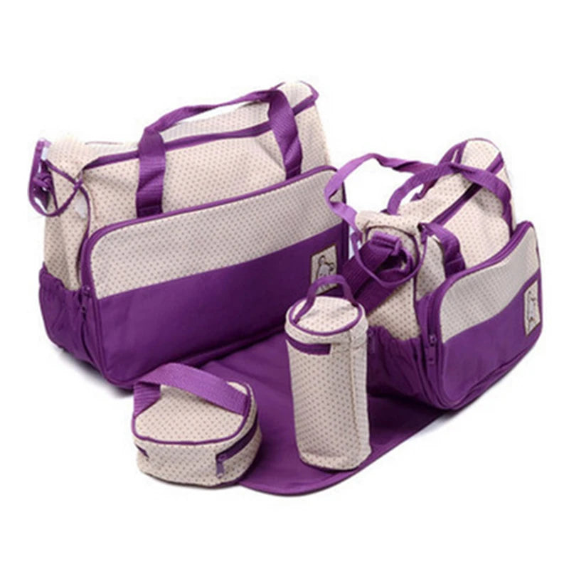 Mom Bag Five-piece One-shoulder Large Capacity Bag Mom Baby Multi-function Waterproof Outdoor Travel Diaper Bags For Baby Care