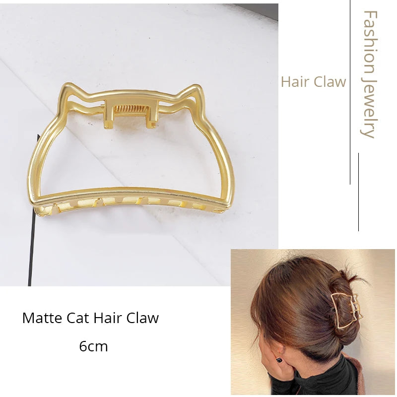 Korean Metal Geometric Hair Claw Barrettes Elegant Hair Clip Crab for Women Hollow Out Hairpin Headwear Girl Hair Accessories