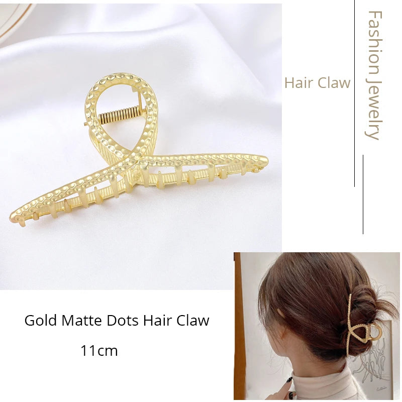 Korean Metal Geometric Hair Claw Barrettes Elegant Hair Clip Crab for Women Hollow Out Hairpin Headwear Girl Hair Accessories