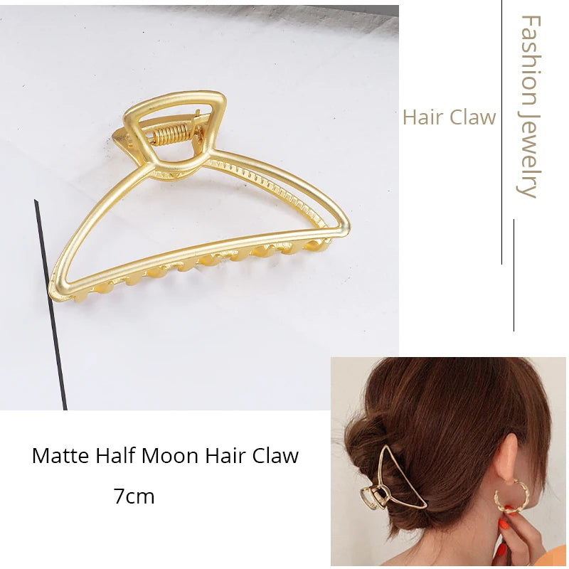 Korean Metal Geometric Hair Claw Barrettes Elegant Hair Clip Crab for Women Hollow Out Hairpin Headwear Girl Hair Accessories