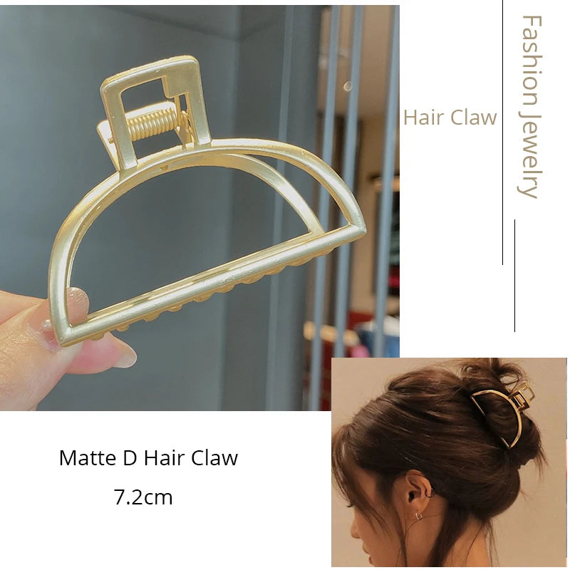Korean Metal Geometric Hair Claw Barrettes Elegant Hair Clip Crab for Women Hollow Out Hairpin Headwear Girl Hair Accessories