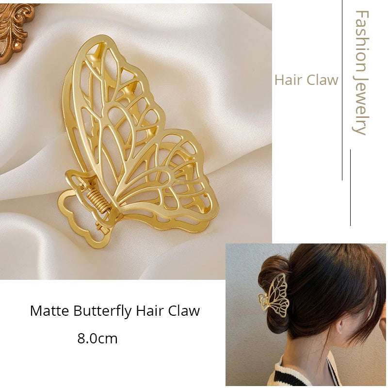 Korean Metal Geometric Hair Claw Barrettes Elegant Hair Clip Crab for Women Hollow Out Hairpin Headwear Girl Hair Accessories