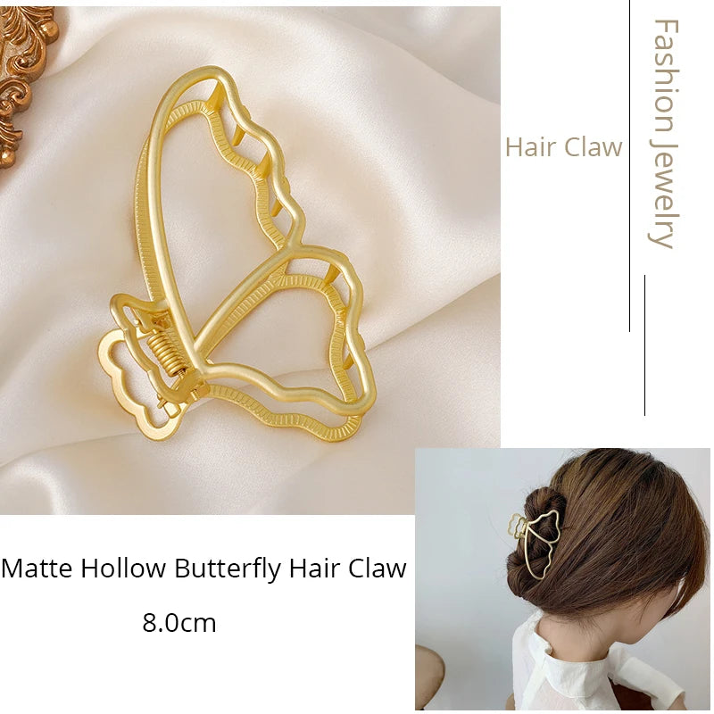Korean Metal Geometric Hair Claw Barrettes Elegant Hair Clip Crab for Women Hollow Out Hairpin Headwear Girl Hair Accessories