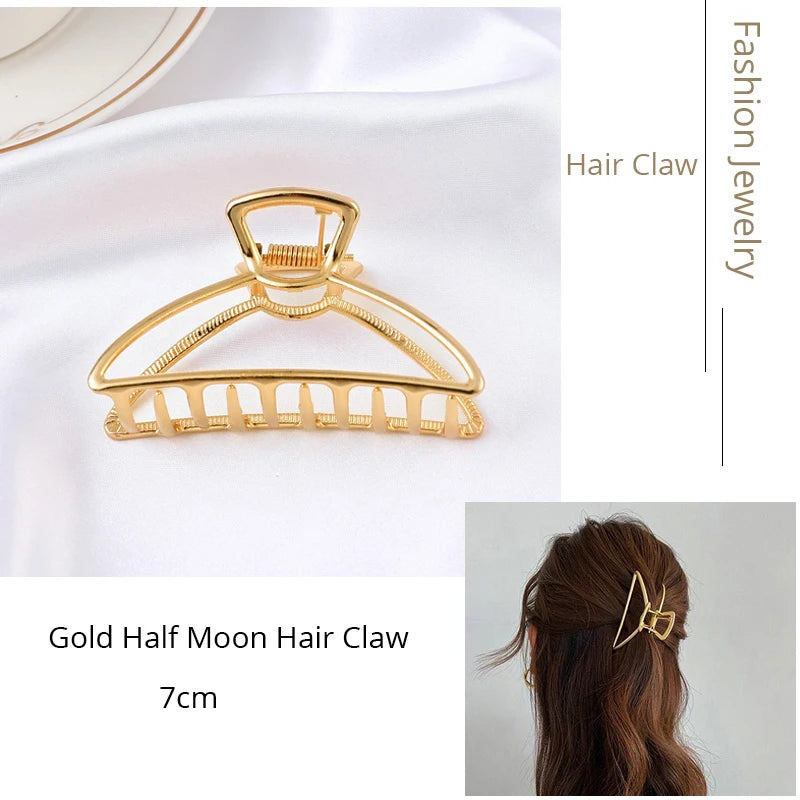 Korean Metal Geometric Hair Claw Barrettes Elegant Hair Clip Crab for Women Hollow Out Hairpin Headwear Girl Hair Accessories