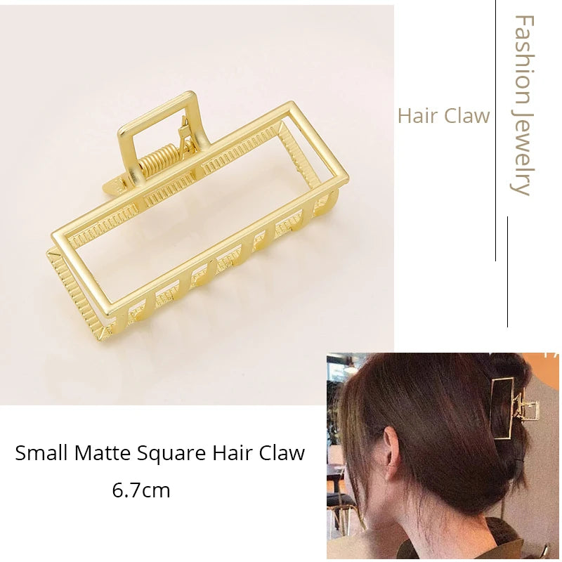 Korean Metal Geometric Hair Claw Barrettes Elegant Hair Clip Crab for Women Hollow Out Hairpin Headwear Girl Hair Accessories