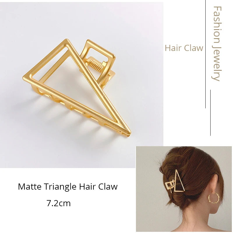 Korean Metal Geometric Hair Claw Barrettes Elegant Hair Clip Crab for Women Hollow Out Hairpin Headwear Girl Hair Accessories