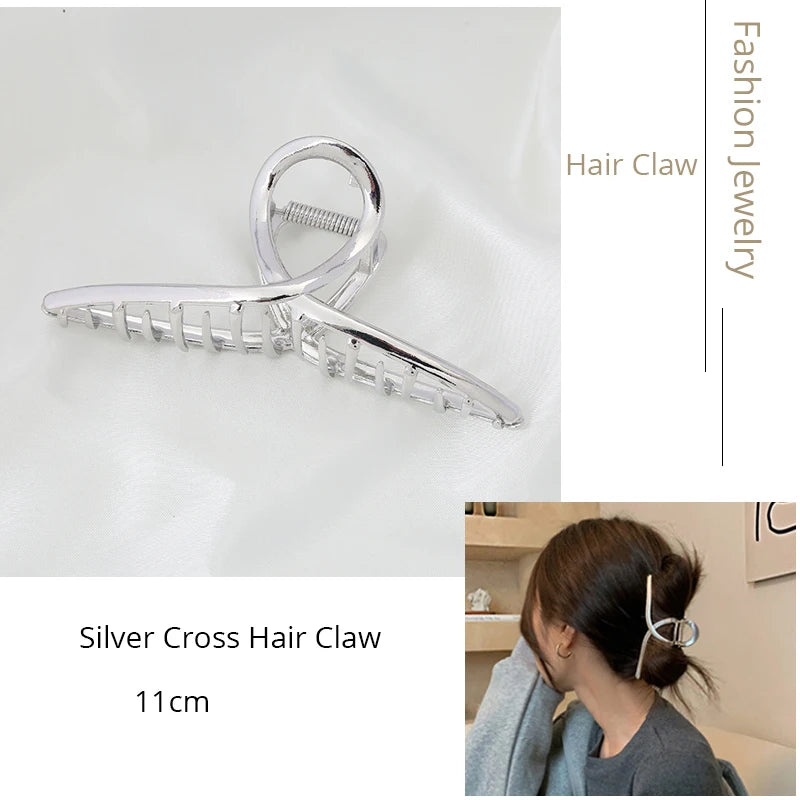 Korean Metal Geometric Hair Claw Barrettes Elegant Hair Clip Crab for Women Hollow Out Hairpin Headwear Girl Hair Accessories