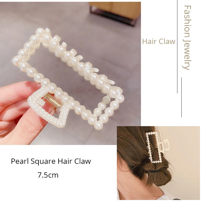 Korean Metal Geometric Hair Claw Barrettes Elegant Hair Clip Crab for Women Hollow Out Hairpin Headwear Girl Hair Accessories