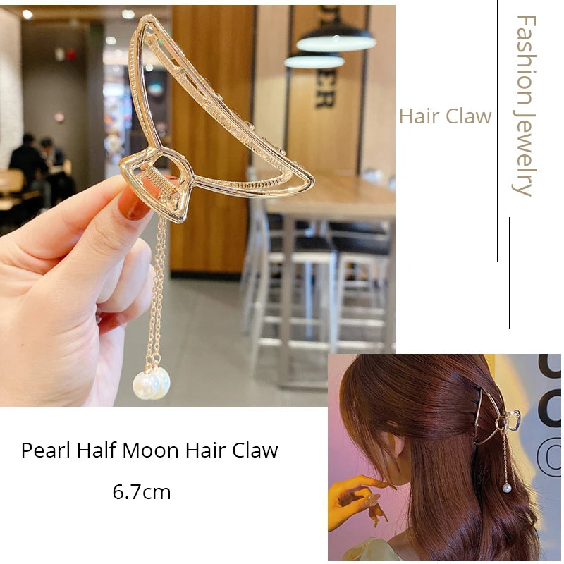 Korean Metal Geometric Hair Claw Barrettes Elegant Hair Clip Crab for Women Hollow Out Hairpin Headwear Girl Hair Accessories
