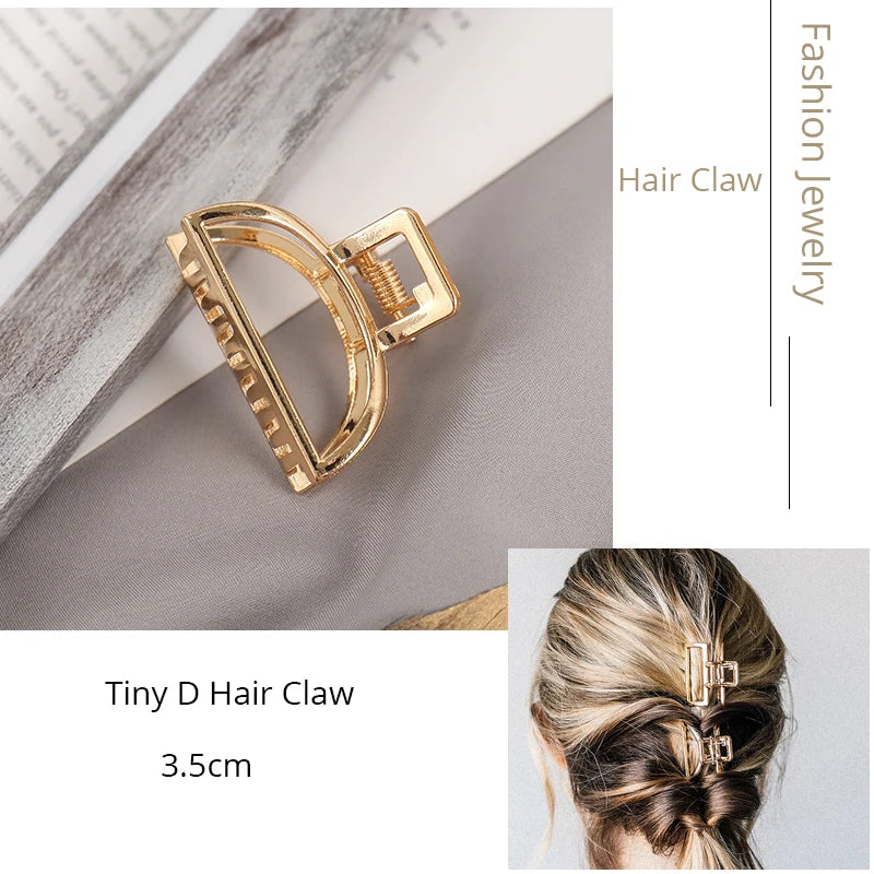 Korean Metal Geometric Hair Claw Barrettes Elegant Hair Clip Crab for Women Hollow Out Hairpin Headwear Girl Hair Accessories