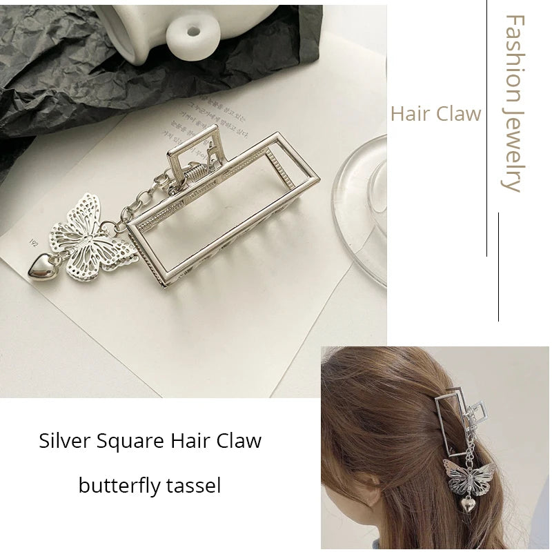 Korean Metal Geometric Hair Claw Barrettes Elegant Hair Clip Crab for Women Hollow Out Hairpin Headwear Girl Hair Accessories