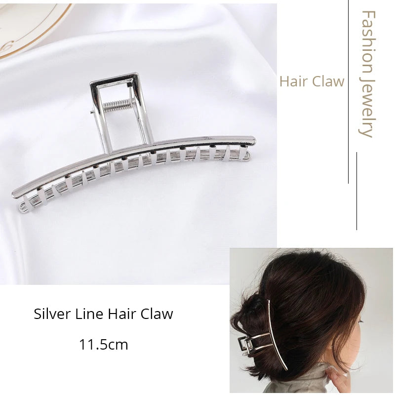 Korean Metal Geometric Hair Claw Barrettes Elegant Hair Clip Crab for Women Hollow Out Hairpin Headwear Girl Hair Accessories