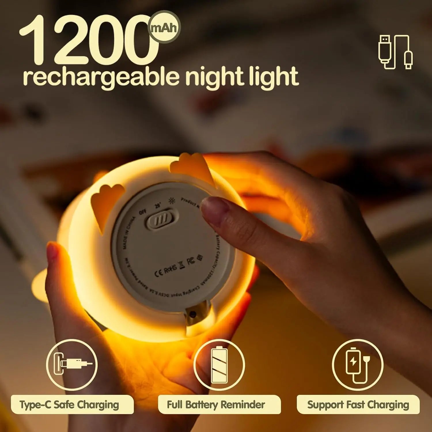 Cute Penguin Night Light for Kids Bedroom Rechargeable Animal Silicone Nursery Night Lamp Touch Control Nightlight for Baby Gift