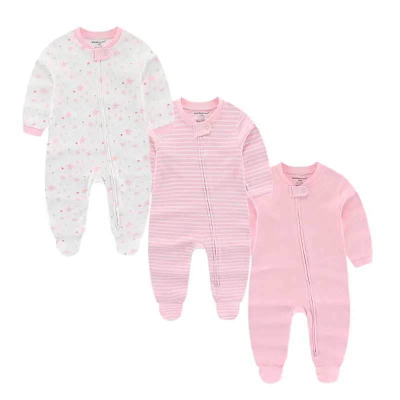 Kiddiezoom 3 Pcs/Lot Autumn Winter Unisex Fashion Long Sleeve Baby Boy Girl Romper 100%Cotton Soft Newborn Jumpsuits Clothing